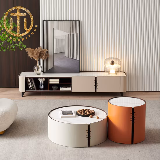 Meuble TV moderne nordique avec coin rond pour salon