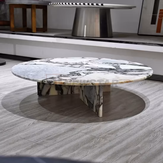 Meubles de salon Table basse en pierre Calacatta Viola Table basse en travertin en marbre moderne Table d'appoint Table à thé