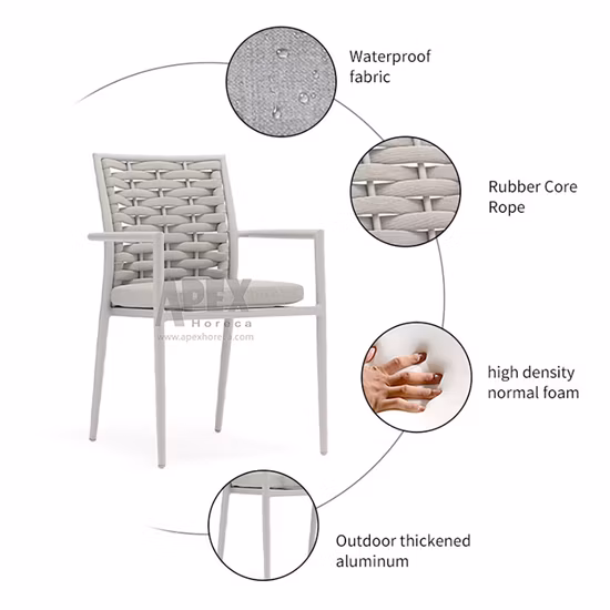 Chaise d'extérieur moderne tissée en corde de rotin, ensemble de Table à manger, jardin, hôtel, salon