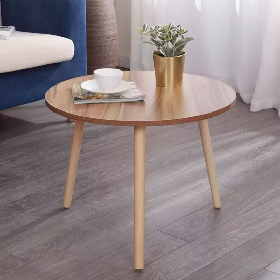 Tables basses modernes en chêne massif naturel et noyer, vente en gros, cercle rond